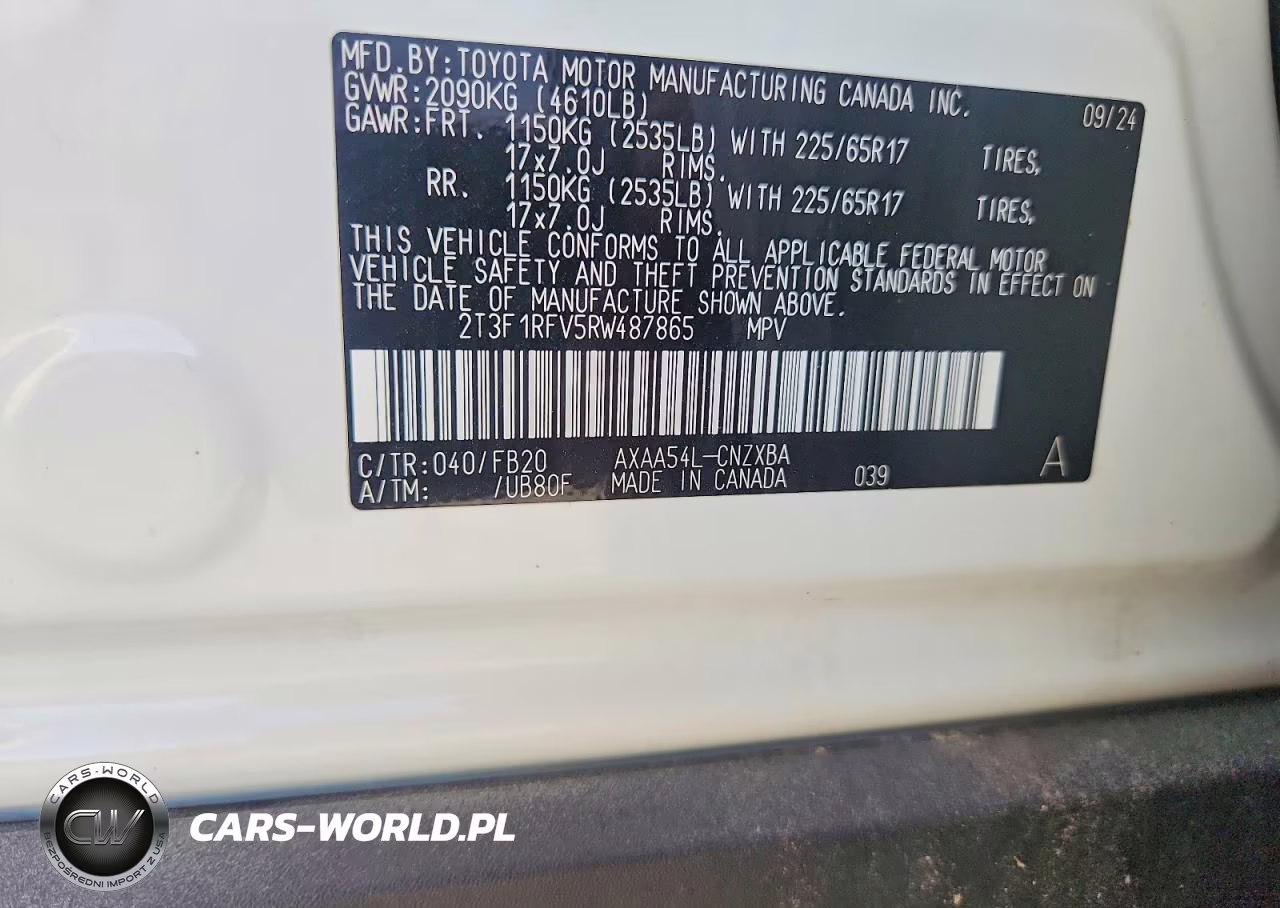 2024 Toyota Rav4 Le VIN:2T3F1RFV5RW487865 - 13