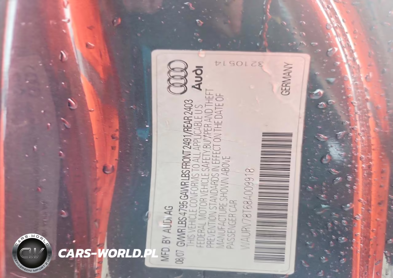 2008 Audi S5 Quattro VIN:WAURV78T68A009918 - 12
