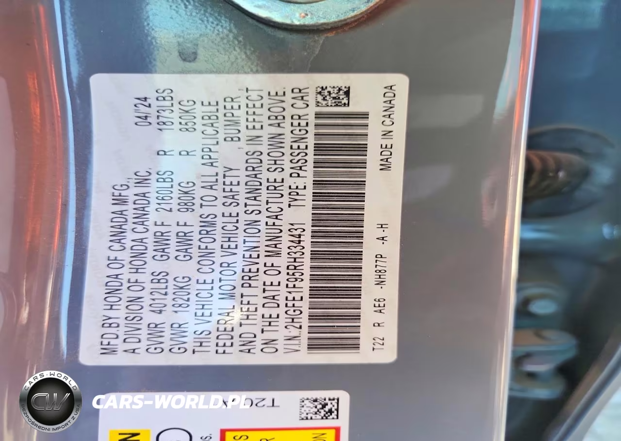 2024 Honda Civic Touring VIN:2HGFE1F95RH334431 - 13