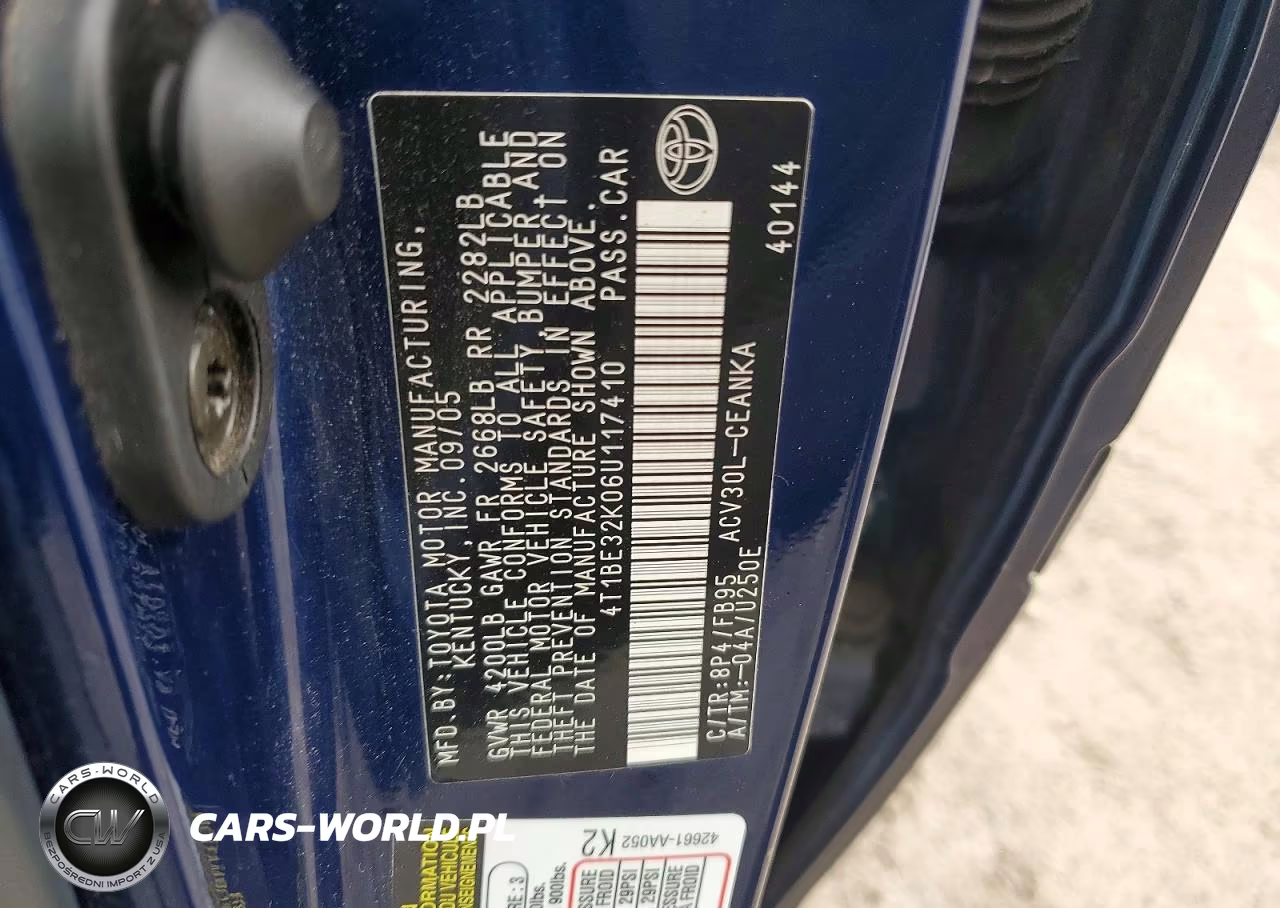2006 Toyota Camry Le VIN:4T1BE32K06U117410 - 12