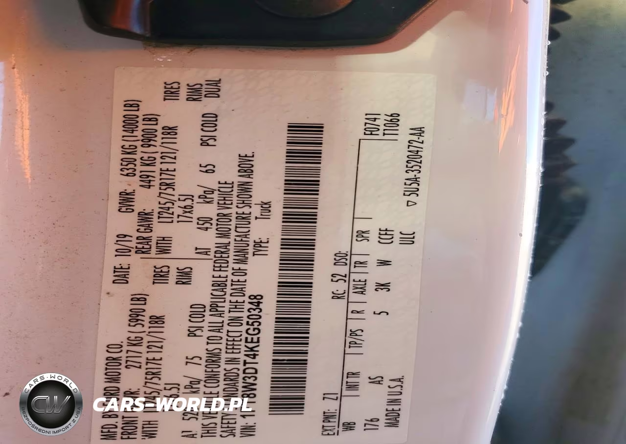 2019 Ford F350 Super Duty VIN:1FT8W3DT4KEG50348 - 12