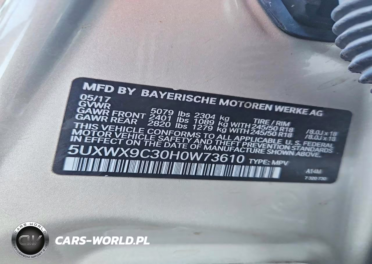 2017 BMW X3 xDrive28I VIN:5UXWX9C30H0W73610 - 13