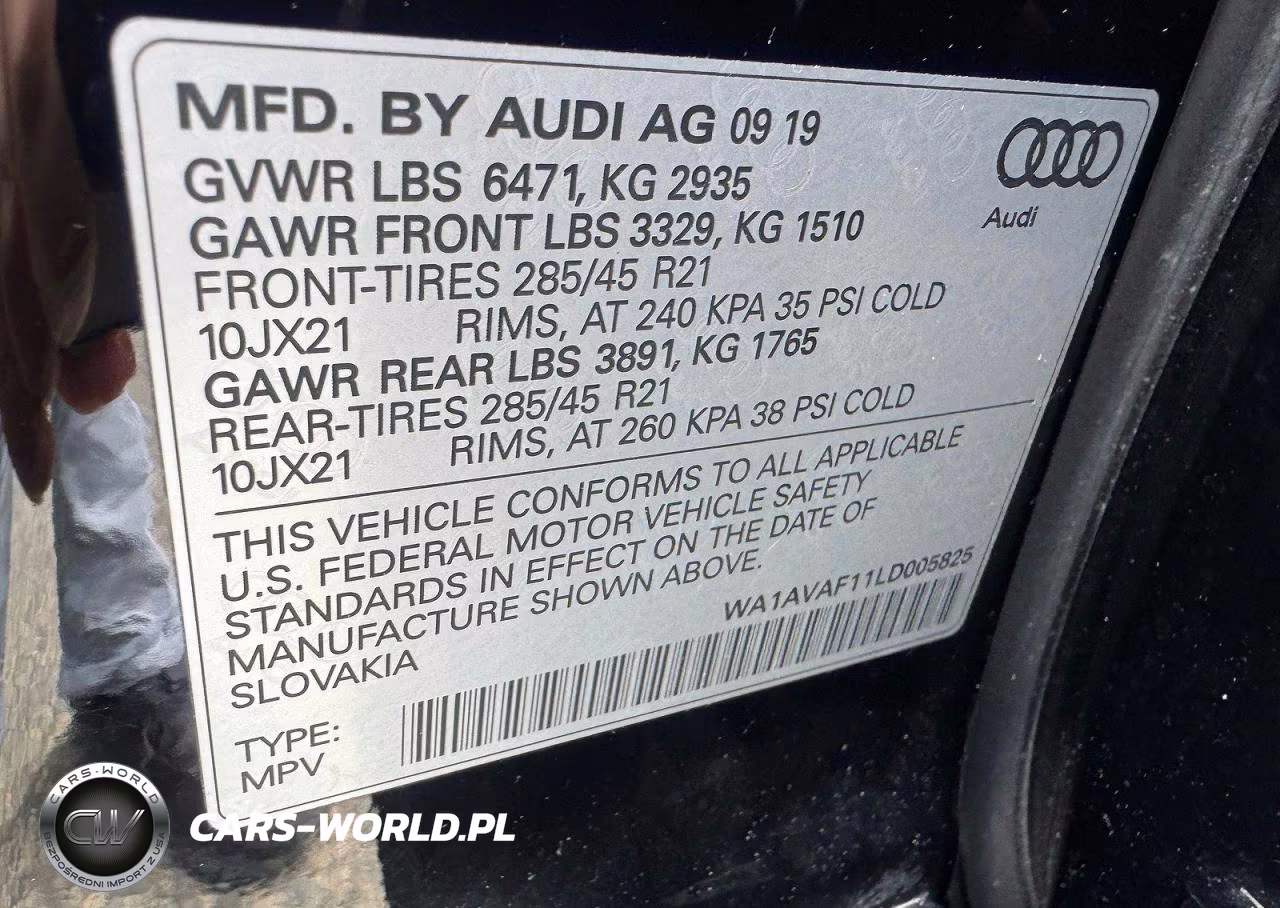 2020 Audi Q8 Premium 55 Tfsi Quattro Tiptronic VIN:WA1AVAF11LD005825 - 13