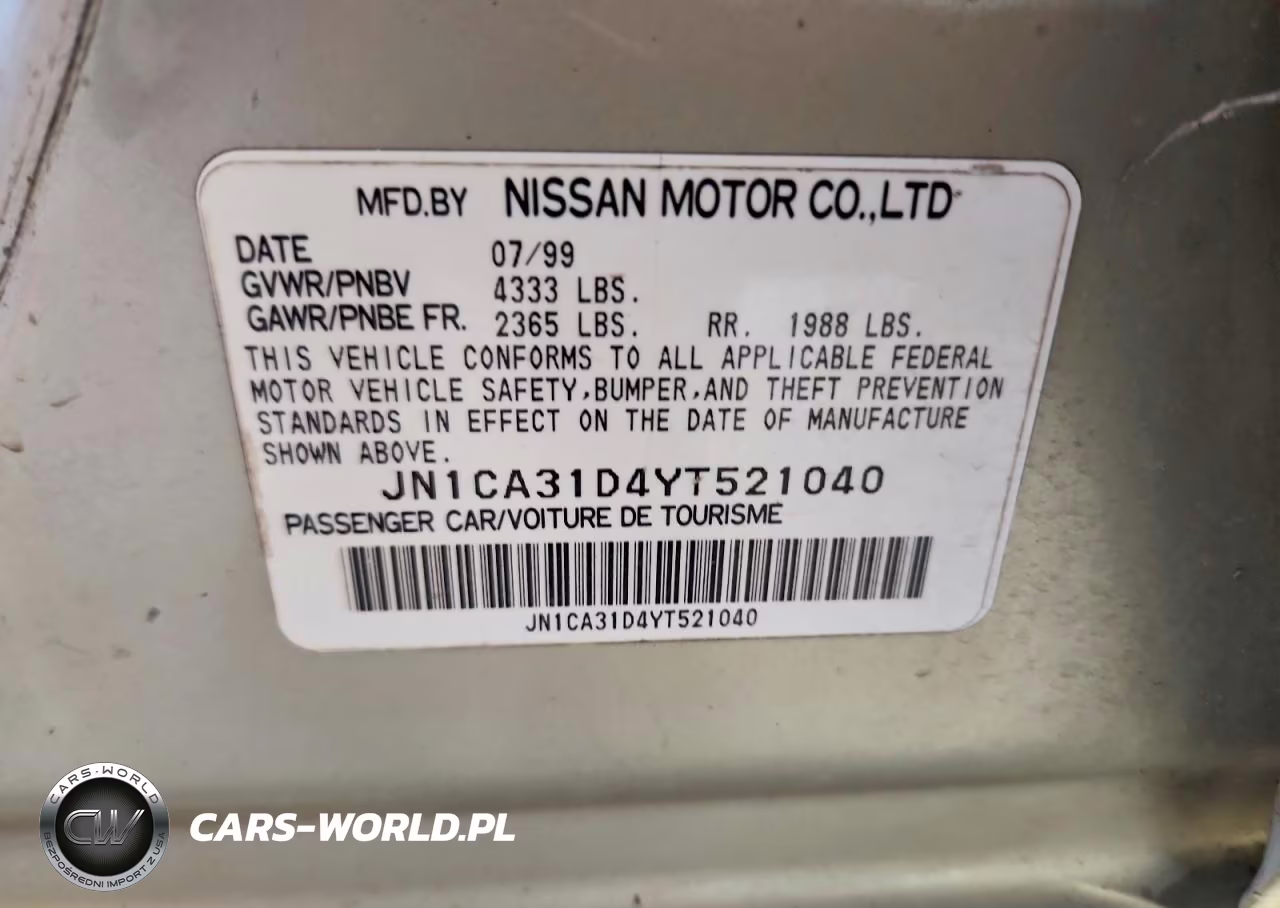 2000 Nissan Maxima Gxe VIN:JN1CA31D4YT521040 - 13