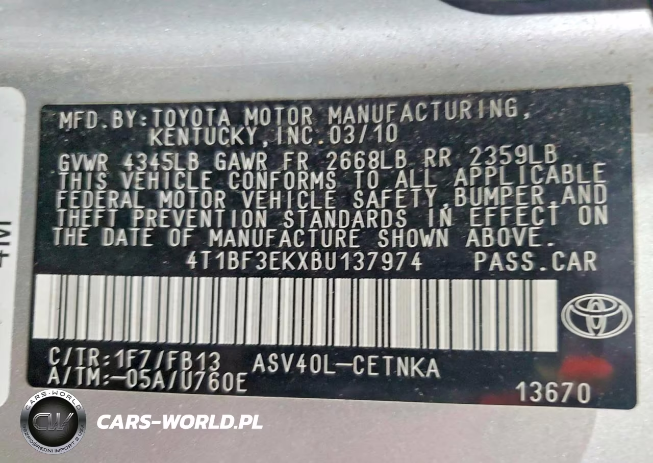 2011 Toyota Camry Le VIN:4T1BF3EKXBU137974 - 12