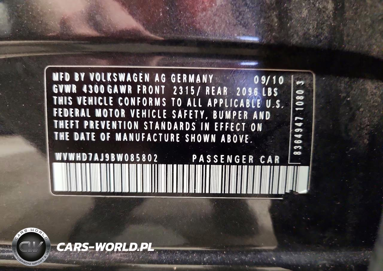 2011 Volkswagen Gti VIN:WVWHD7AJ9BW085802 - 12