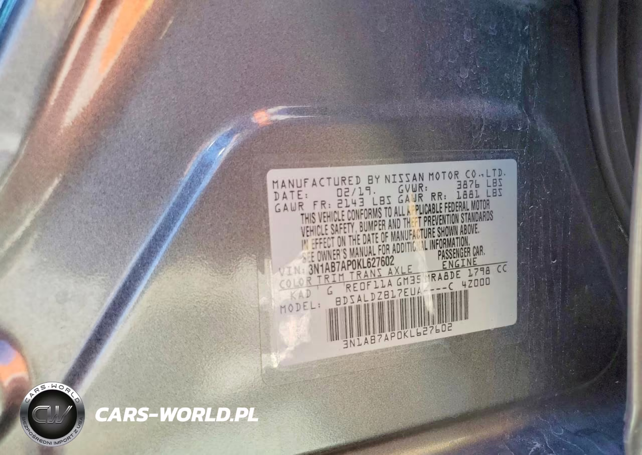 2019 Nissan Sentra Sv VIN:3N1AB7AP0KL627602 - 12