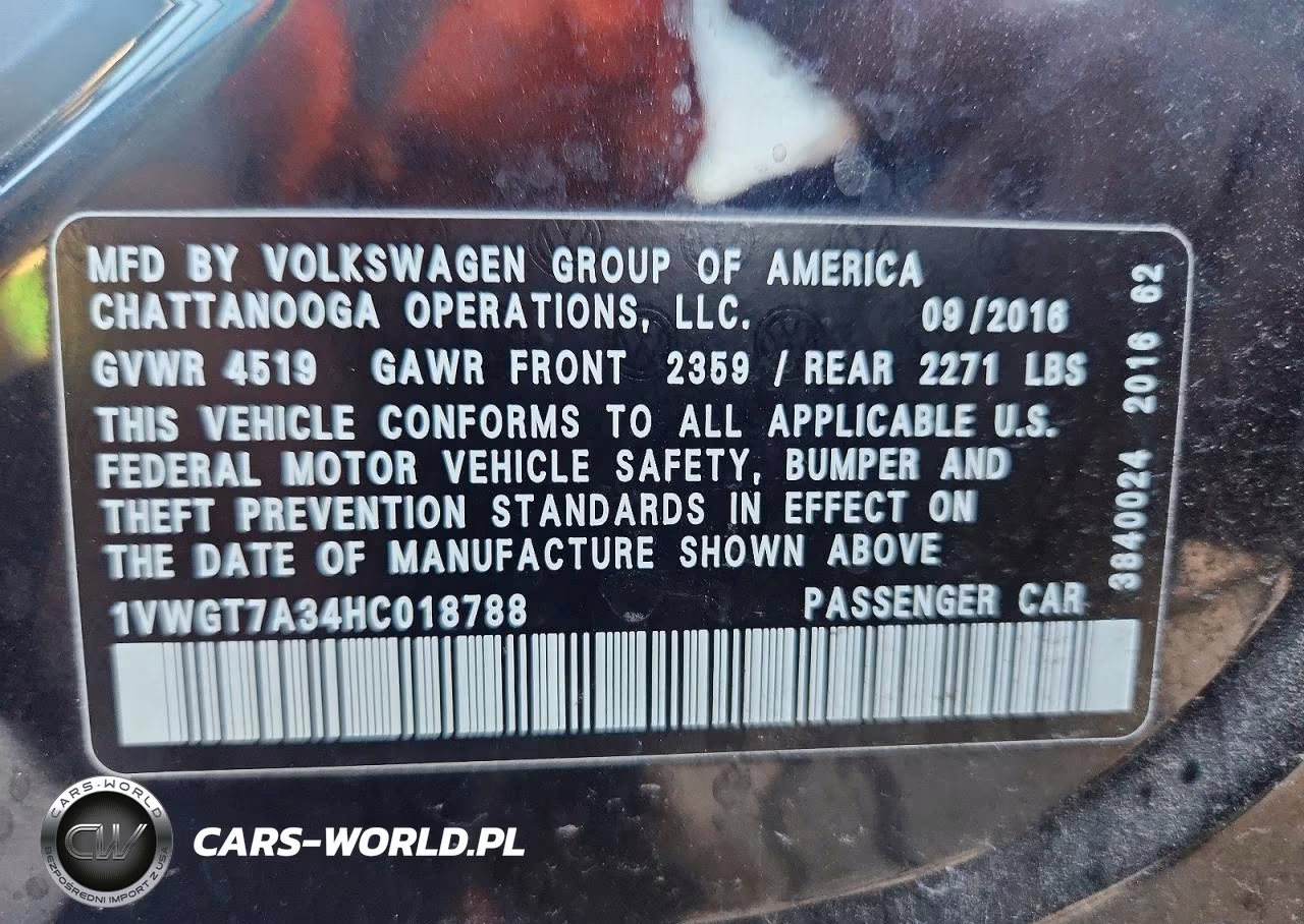 2017 Volkswagen Passat Se VIN:1VWGT7A34HC018788 - 12