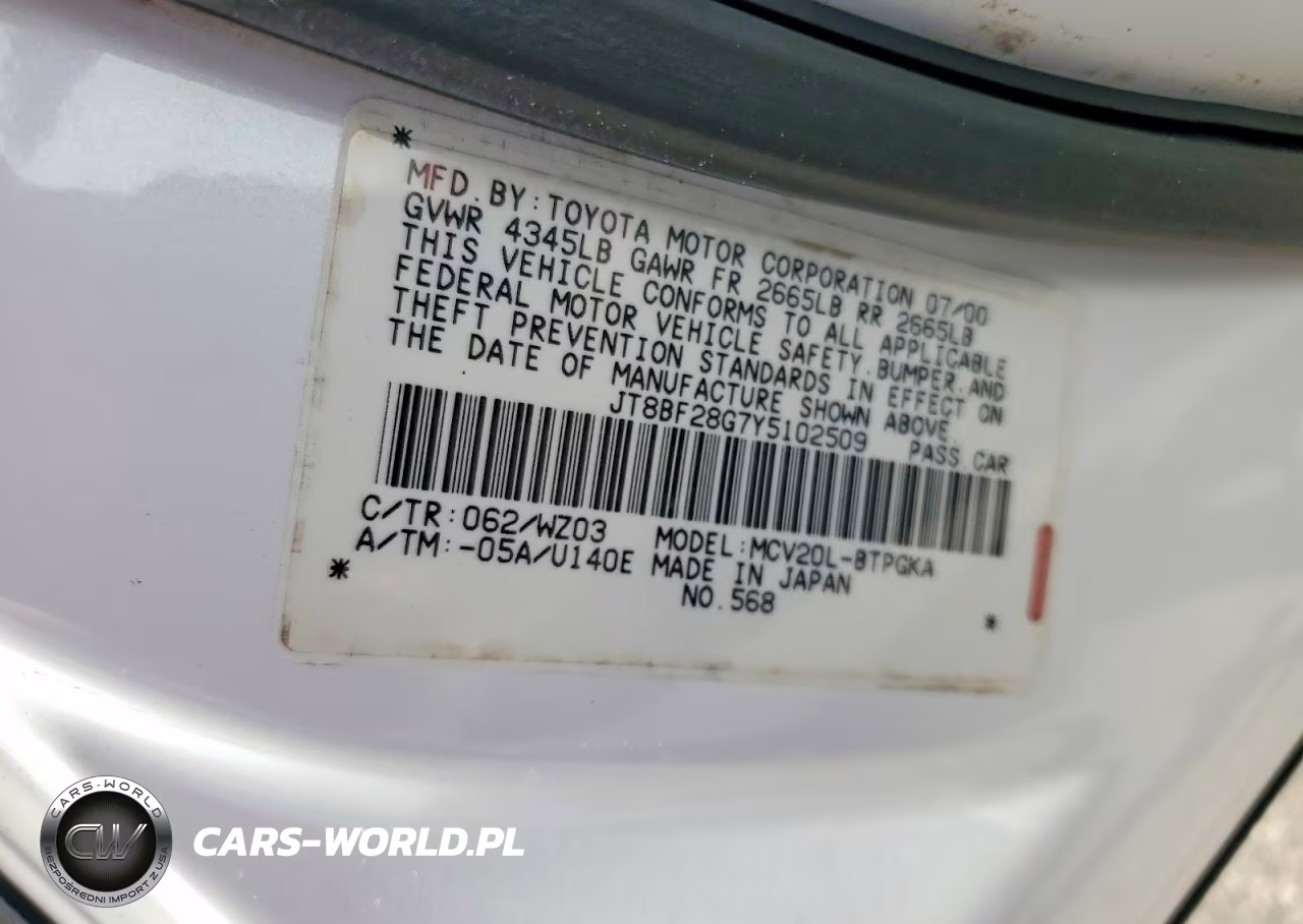 2000 Lexus Es 300 VIN:JT8BF28G7Y5102509 - 12