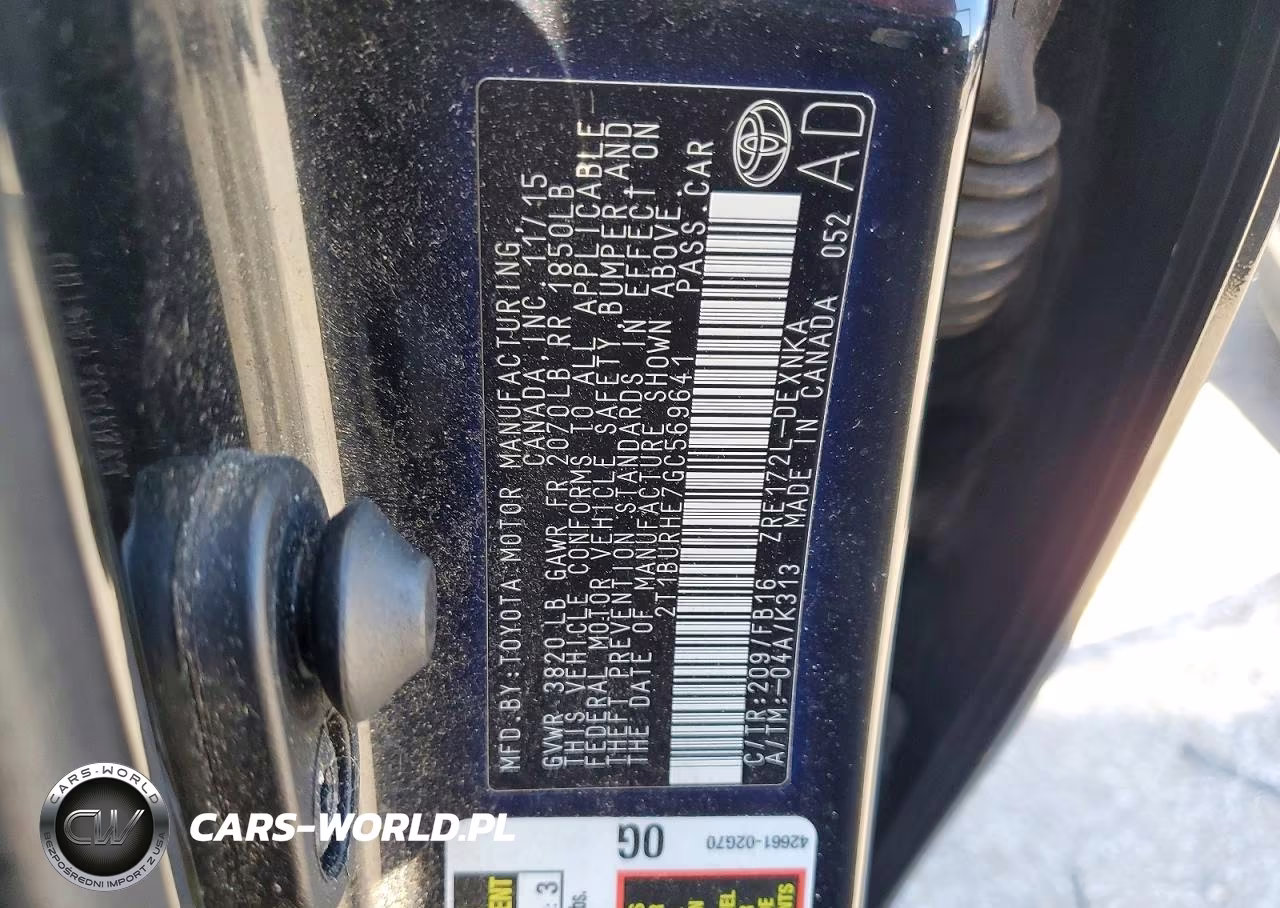 2016 Toyota Corolla Le VIN:2T1BURHE7GC569641 - 12