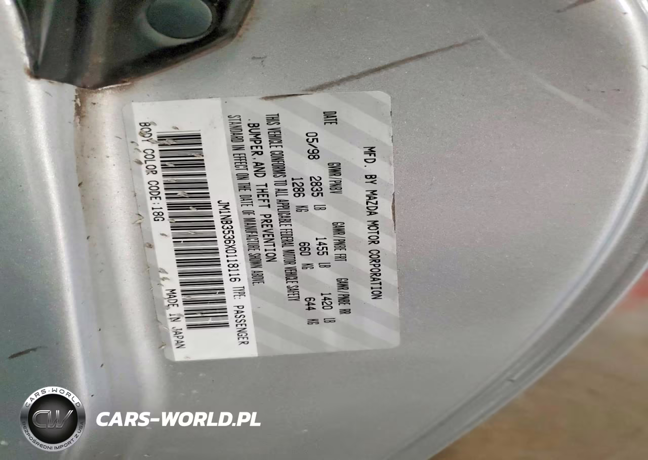 1999 Mazda Mx-5 Miata VIN:JM1NB3536X0118116 - 12