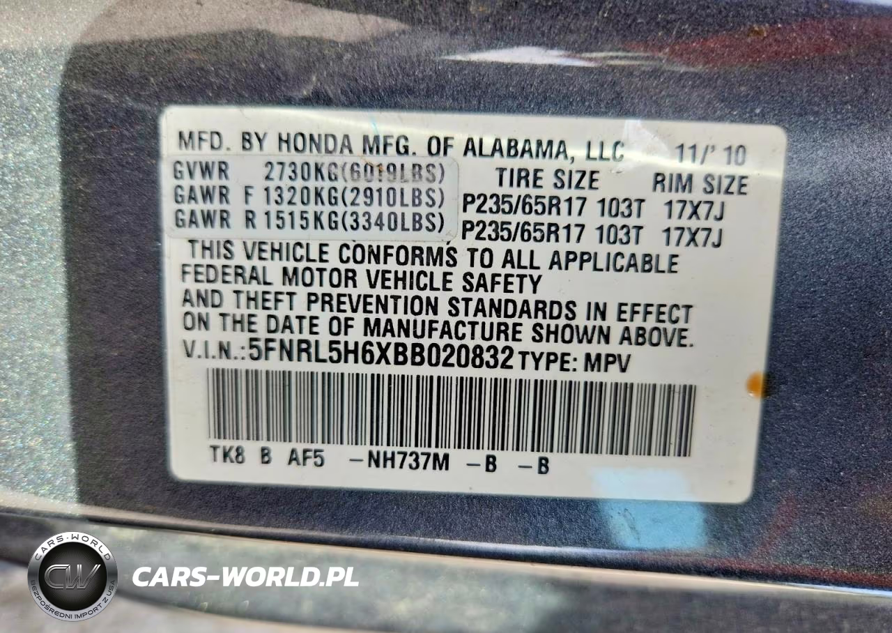 2011 Honda Odyssey Exl VIN:5FNRL5H6XBB020832 - 13