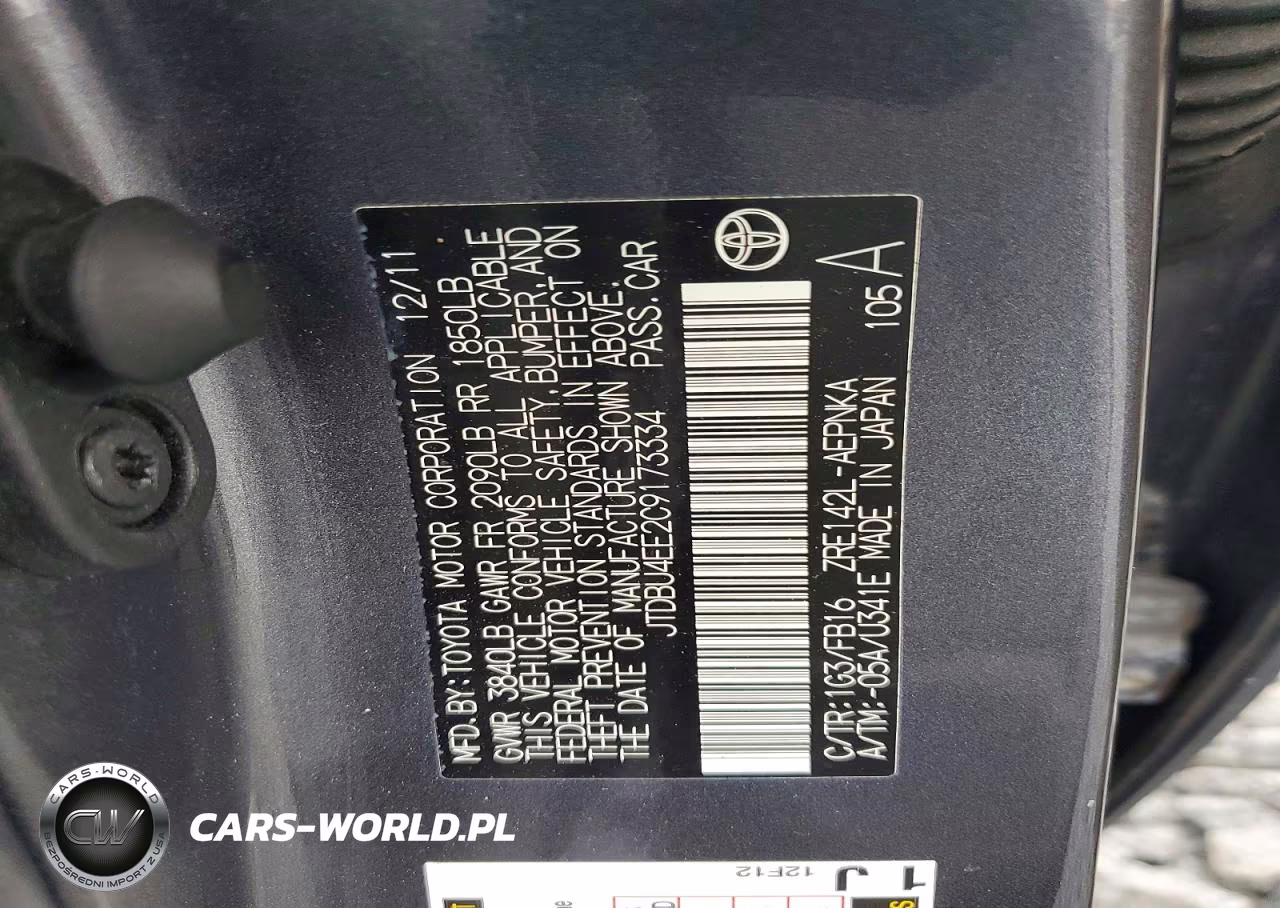 2012 Toyota Corolla Le VIN:JTDBU4EE2C9173334 - 12