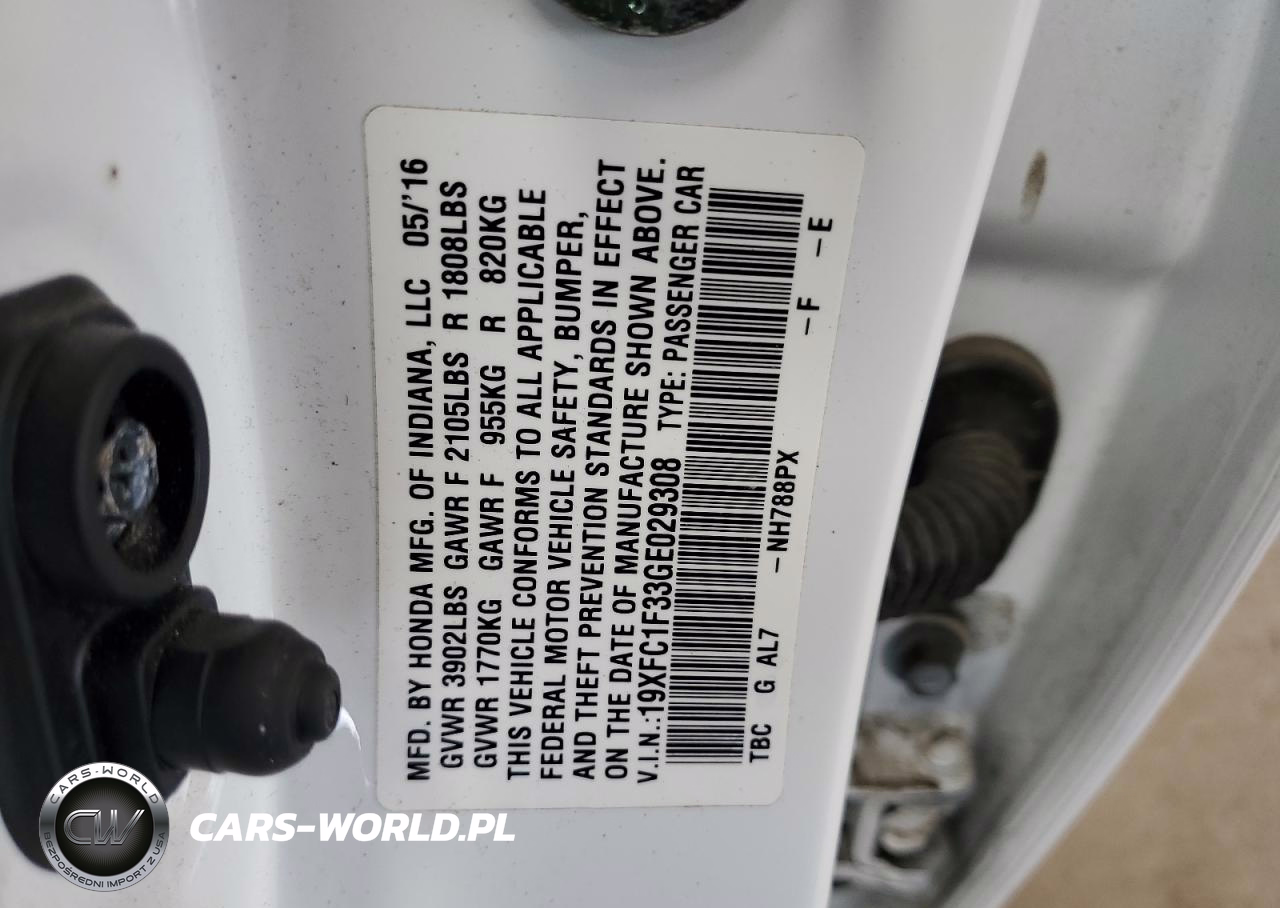 HONDA CIVIC EX VIN:19XFC1F33GE029308 - 12