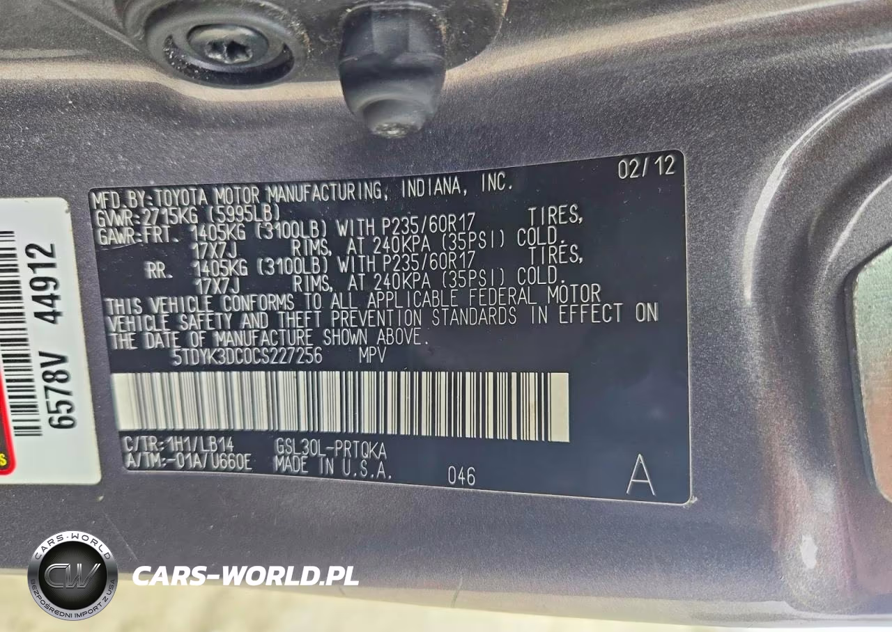 2012 Toyota Sienna Xle 8-Passenger VIN:5TDYK3DC0CS227256 - 13