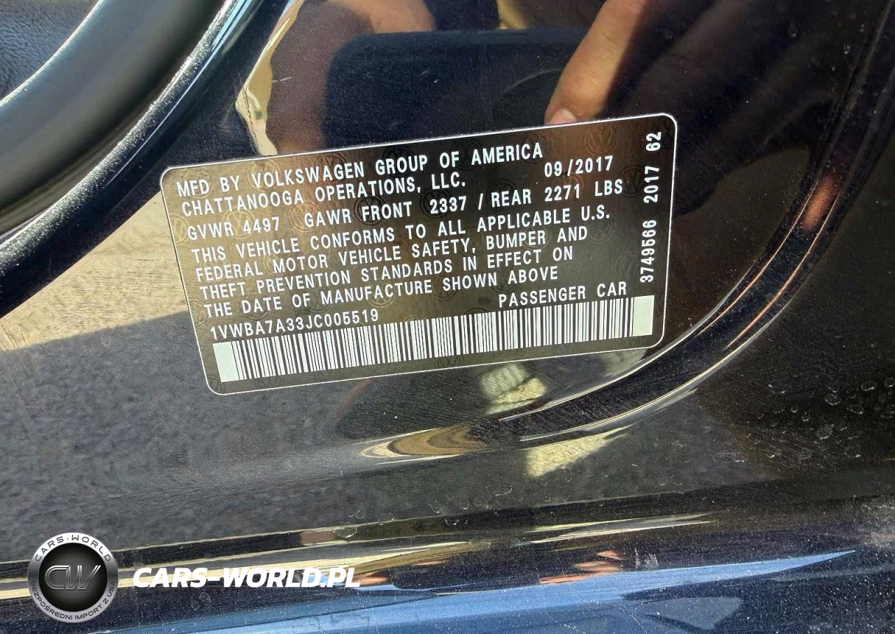 2018 Volkswagen Passat Se VIN:1VWBA7A33JC005519 - 10