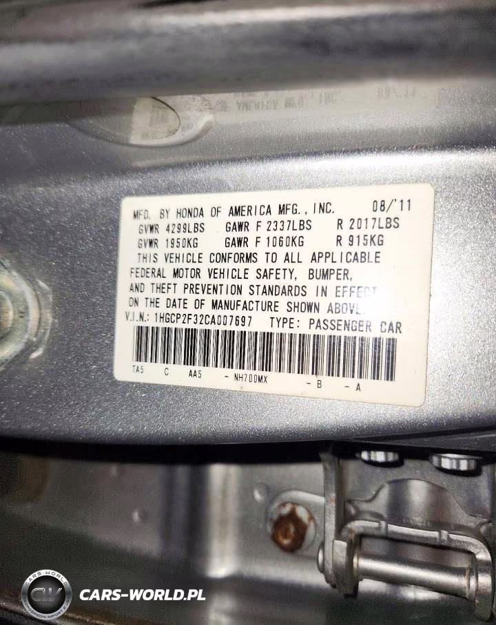 2012 Honda Accord Lx VIN:1HGCP2F32CA007697 - 12