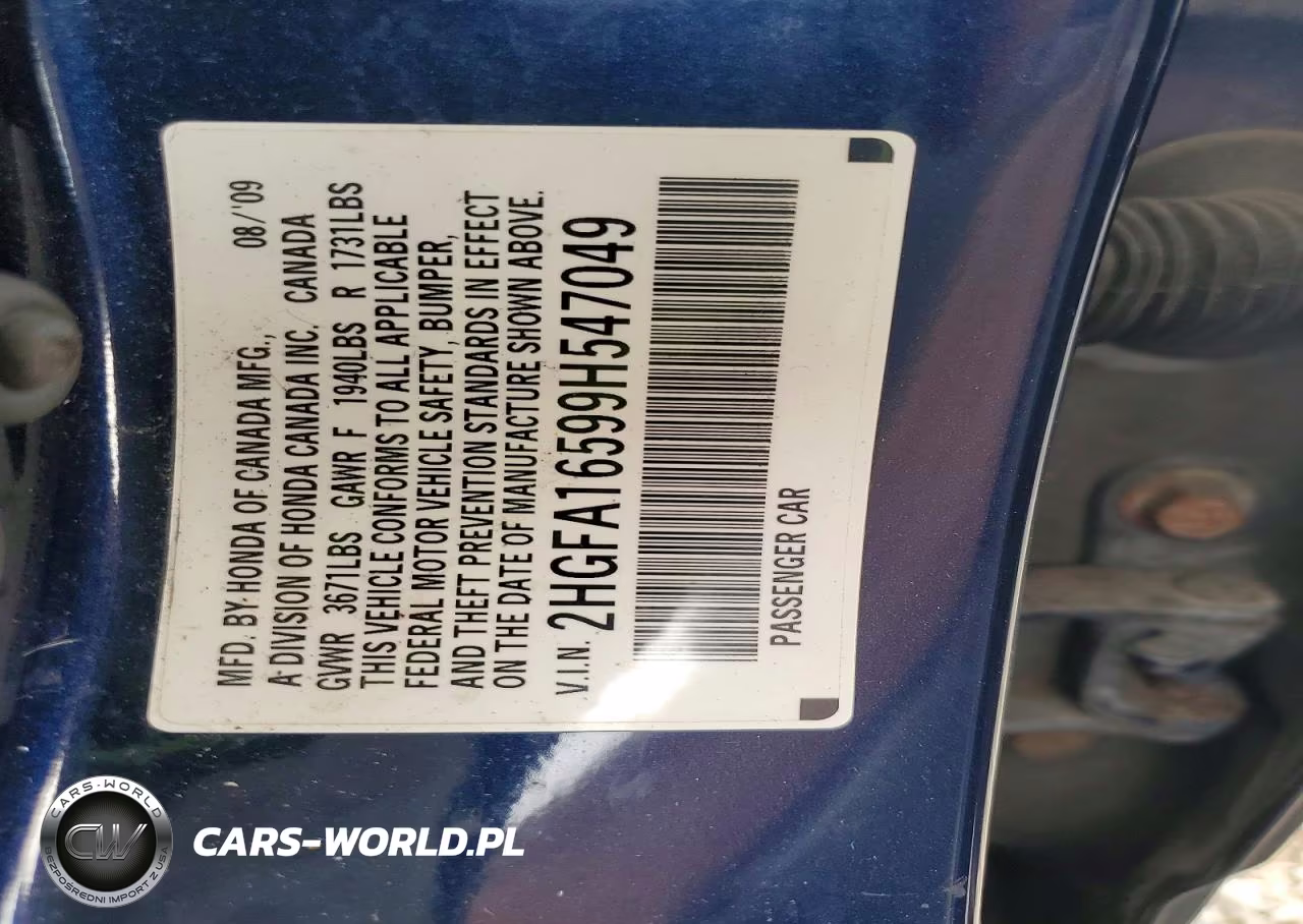 2009 Honda Civic Lx VIN:2HGFA16599H547049 - 13