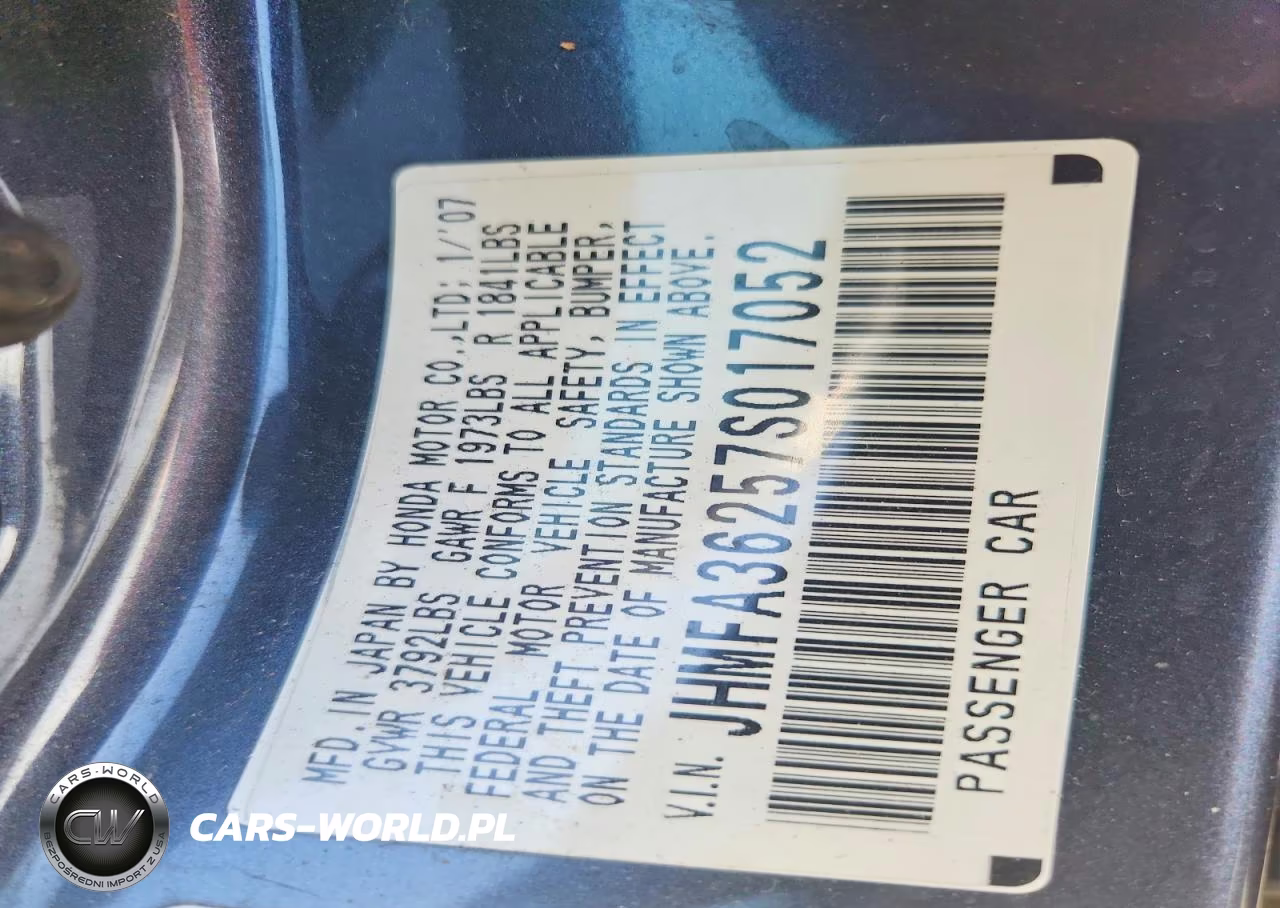 2007 Honda Civic Hybrid VIN:JHMFA36257S017052 - 12