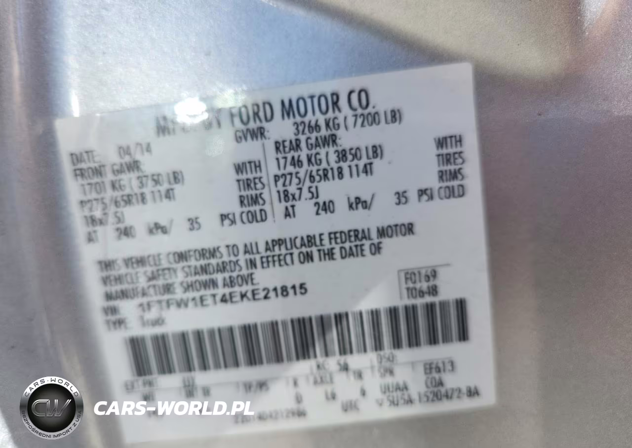 2014 Ford F150 Supercrew VIN:1FTFW1ET4EKE21815 - 12