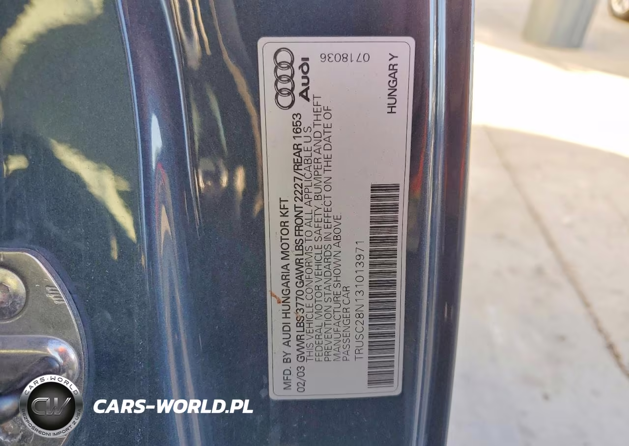 2003 Audi Tt 1.8L VIN:TRUSC28N131013971 - 13