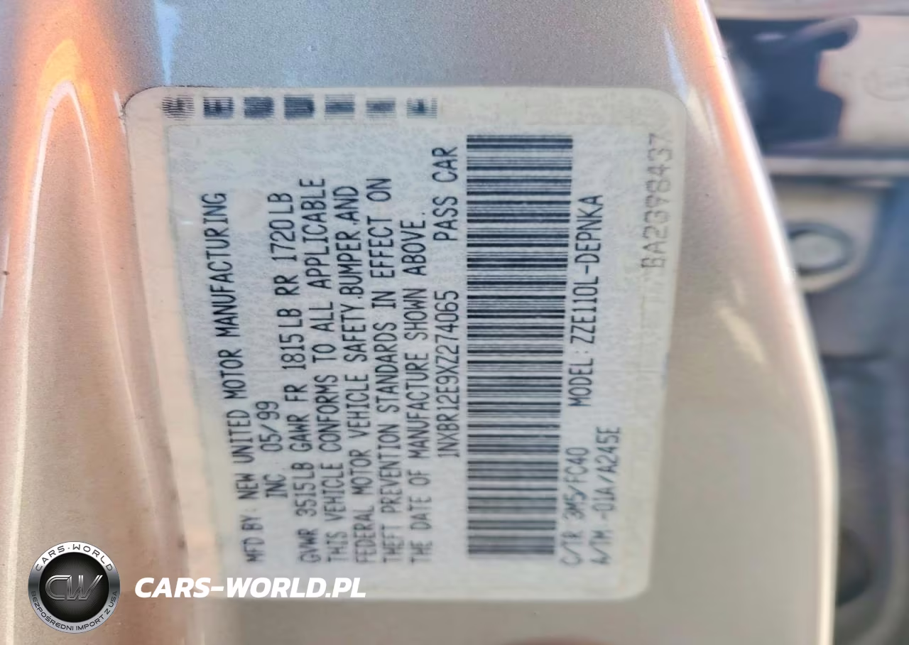 1999 Toyota Corolla Ve VIN:1NXBR12E9XZ274065 - 12