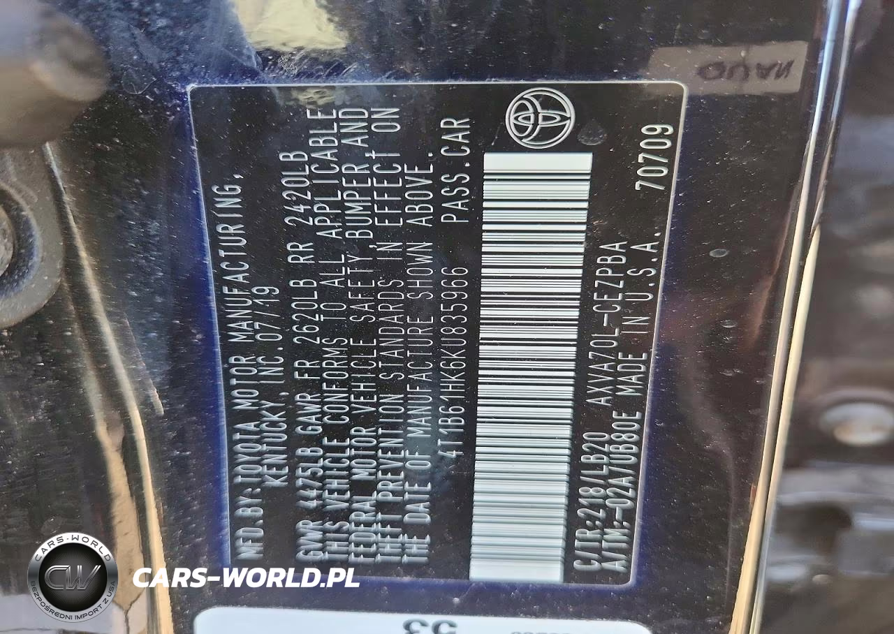 2019 Toyota Camry Xse VIN:4T1B61HK6KU835966 - 12