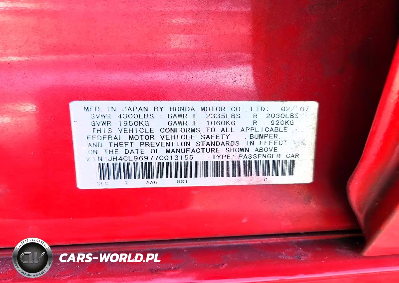 2007 Acura Tsx VIN:JH4CL96977C013155 - 13