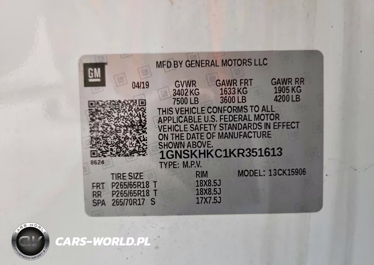 2019 Chevrolet Suburban K1500 Lt VIN:1GNSKHKC1KR351613 - 13