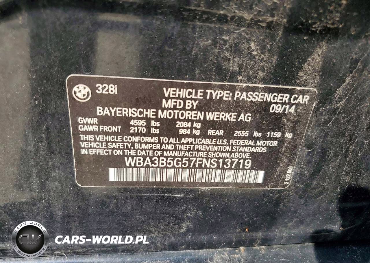 2015 BMW 328 Xi Sulev VIN:WBA3B5G57FNS13719 - 12