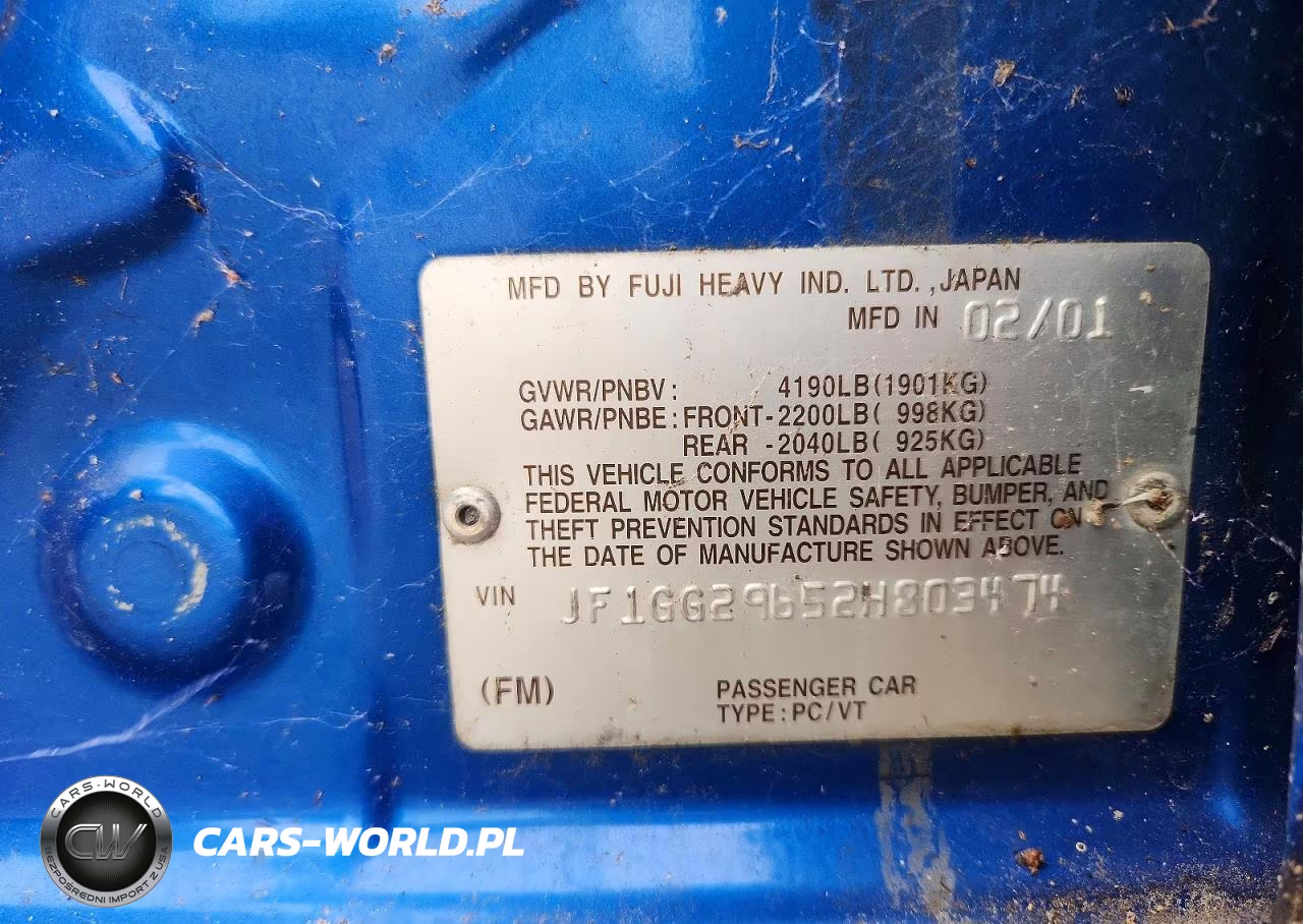 2002 Subaru Impreza Wrx VIN:JF1GG29652H803474 - 12