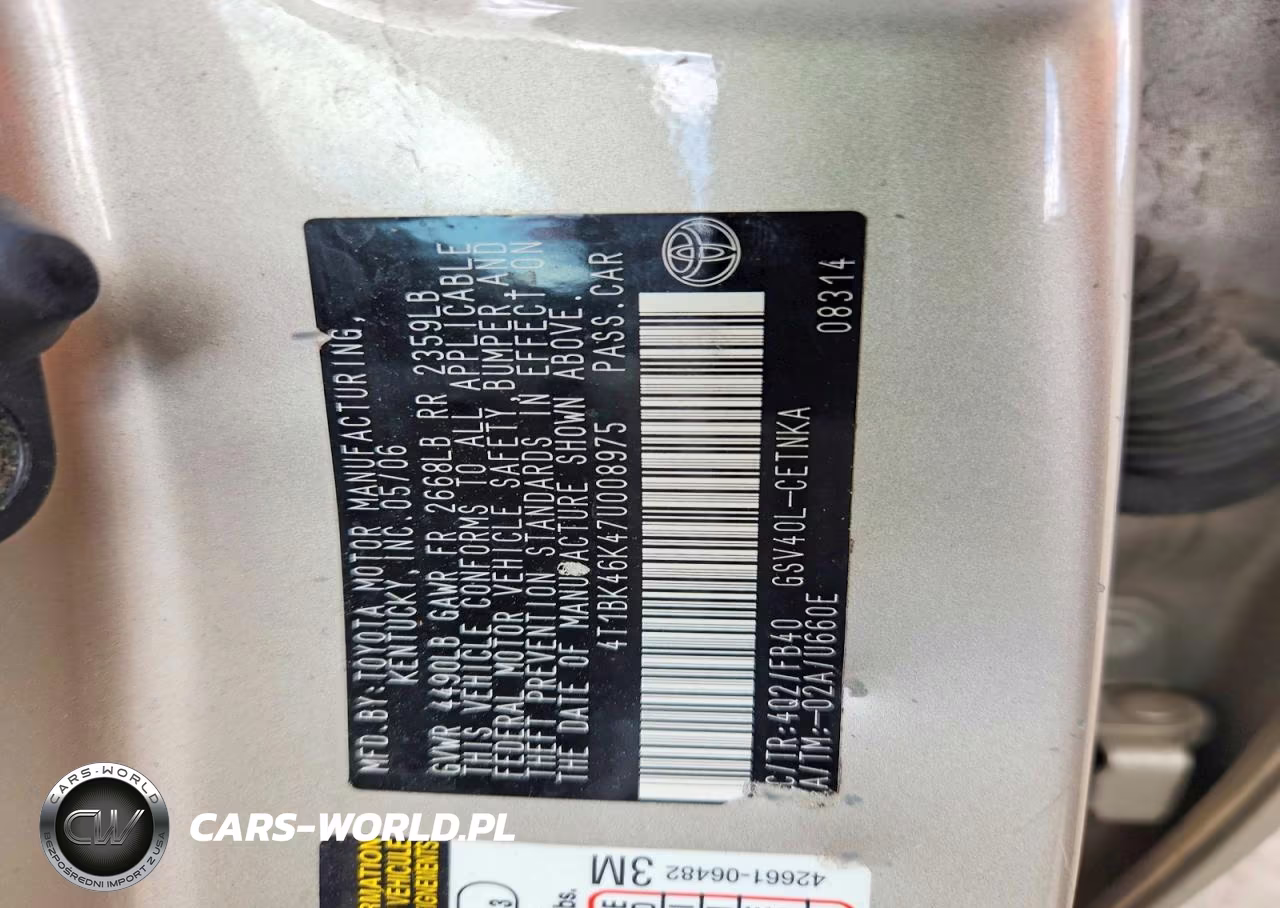 2007 Toyota Camry Le V6 VIN:4T1BK46K47U008975 - 12