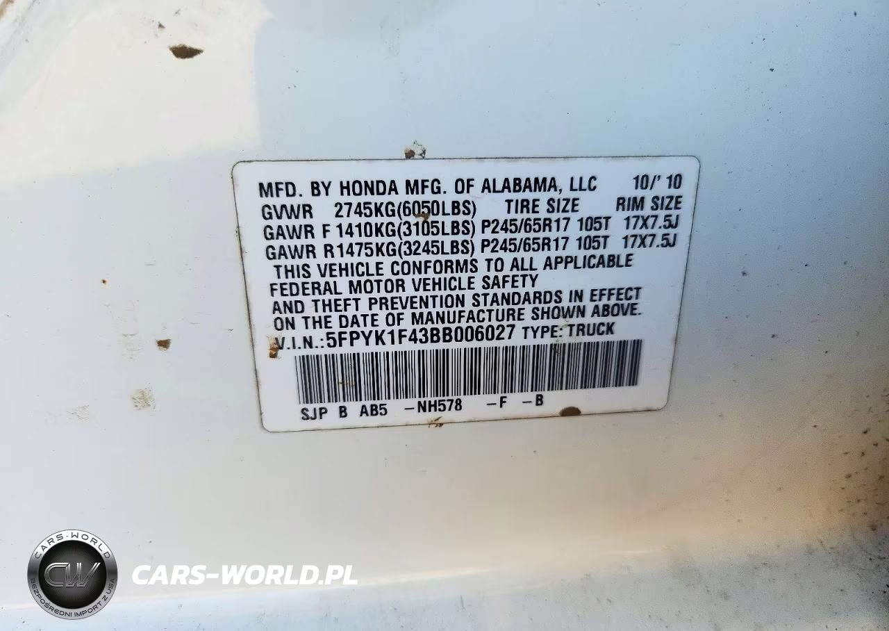 2011 Honda Ridgeline Rts VIN:5FPYK1F43BB006027 - 12