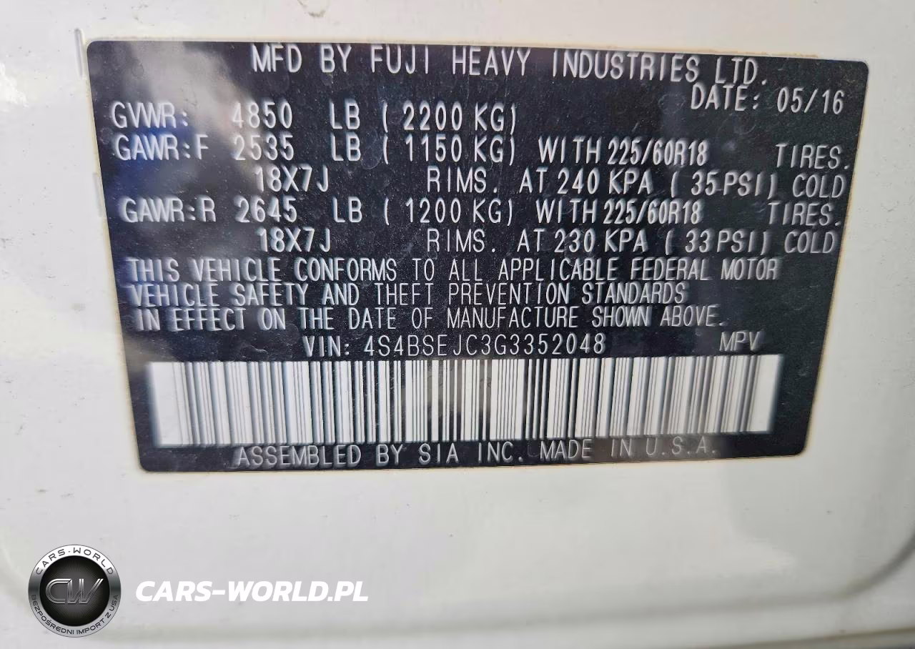 2016 Subaru Outback 3.6R Limited VIN:4S4BSEJC3G3352048 - 12