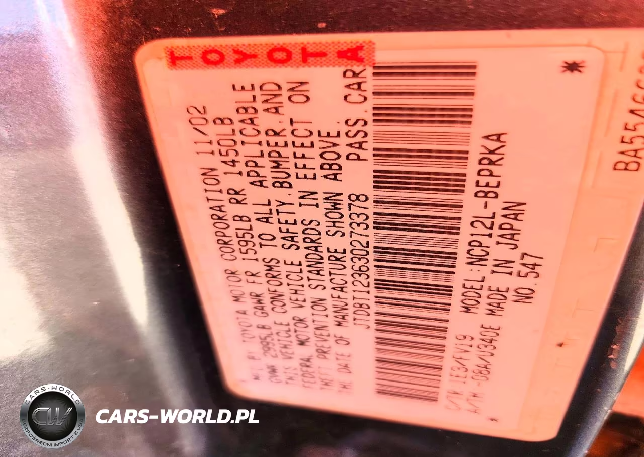 2003 Toyota Echo Base VIN:JTDBT123630273378 - 12