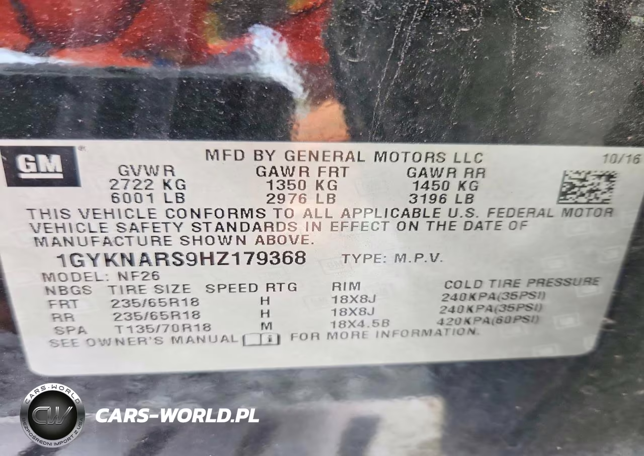 2017 Cadillac Xt5 VIN:1GYKNARS9HZ179368 - 13