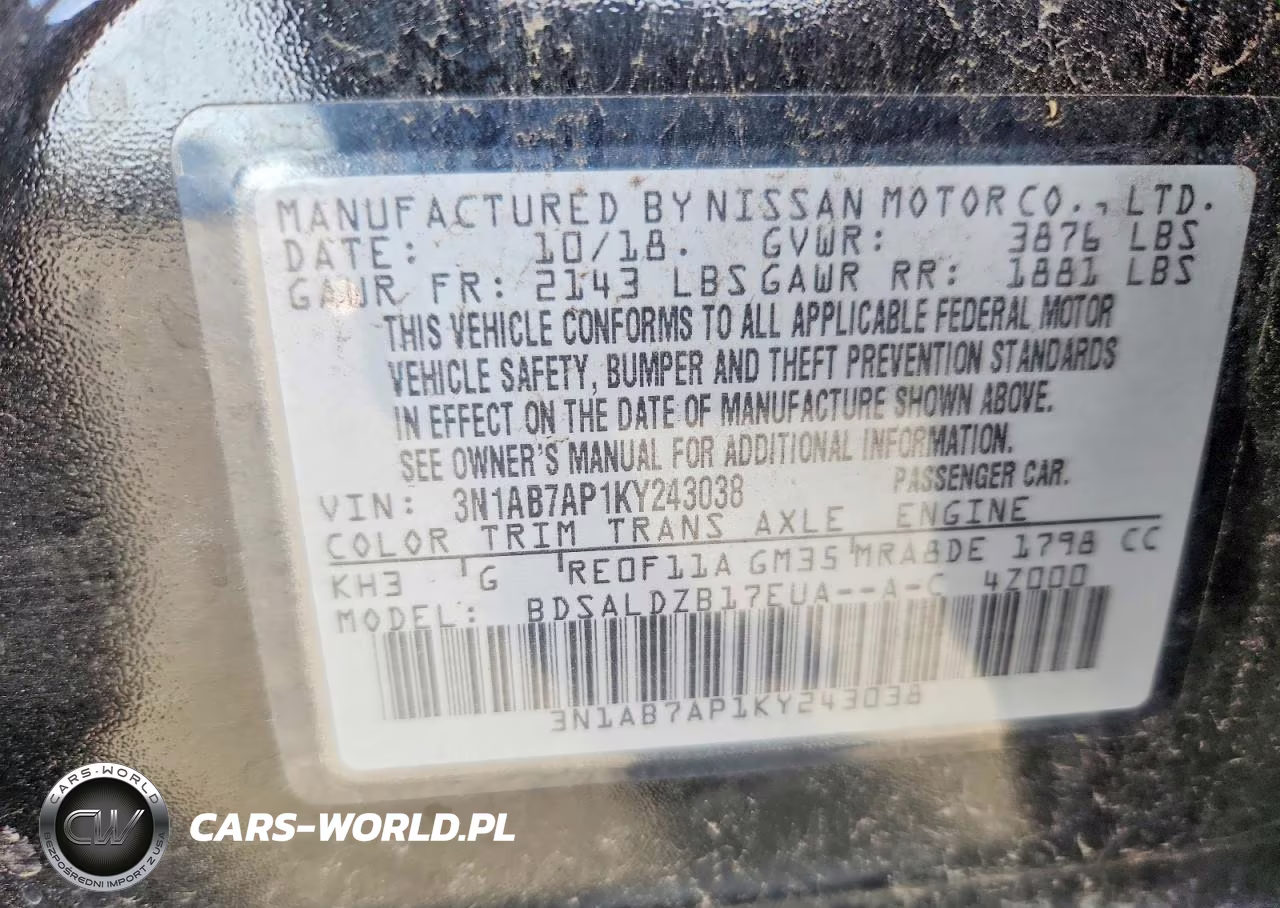 2019 Nissan Sentra Sv VIN:3N1AB7AP1KY243038 - 12