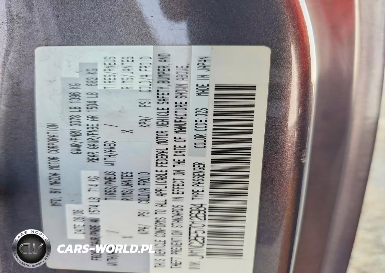 2007 Mazda Mx-5 VIN:JM1NC25F570126984 - 12