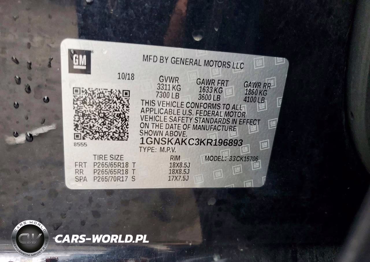 2019 Chevrolet Tahoe K1500 Ls VIN:1GNSKAKC3KR196893 - 13