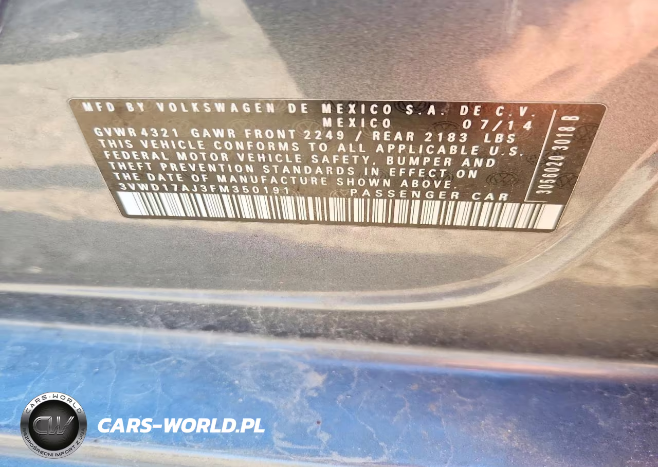 2015 Volkswagen Jetta Se VIN:3VWD17AJ3FM350191 - 12