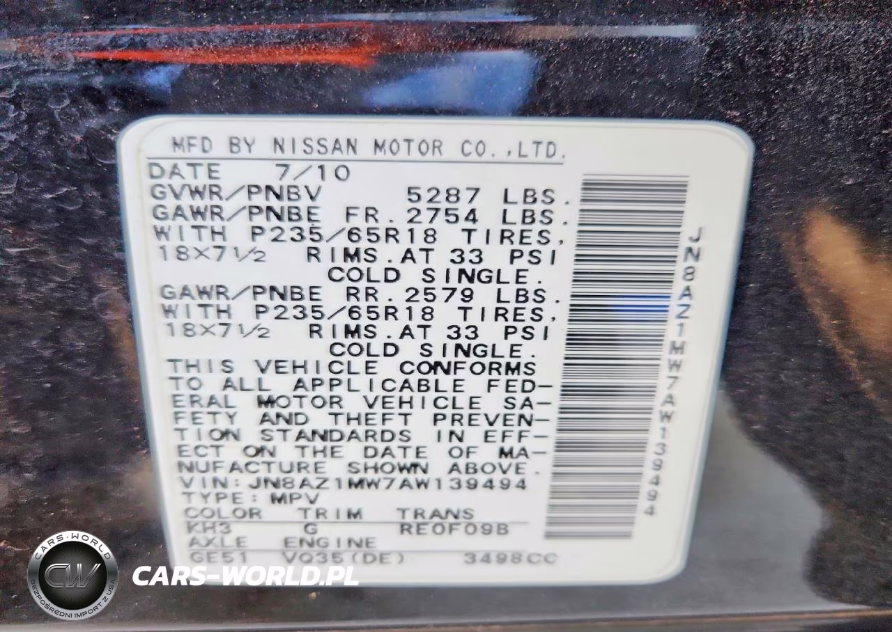 2010 Nissan Murano S VIN:JN8AZ1MW7AW139494 - 13