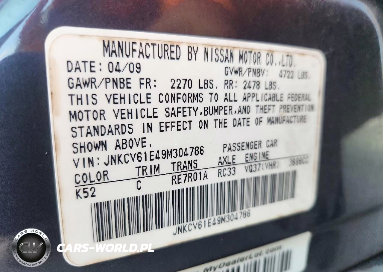 2009 Infiniti G37 Sedan Base VIN:JNKCV61E49M304786 - 12