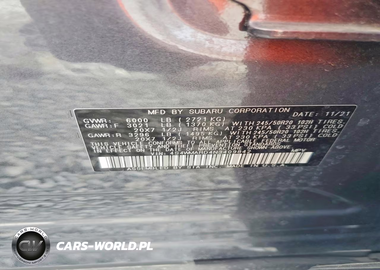 2022 Subaru Ascent Touring VIN:4S4WMARD4N3409842 - 13