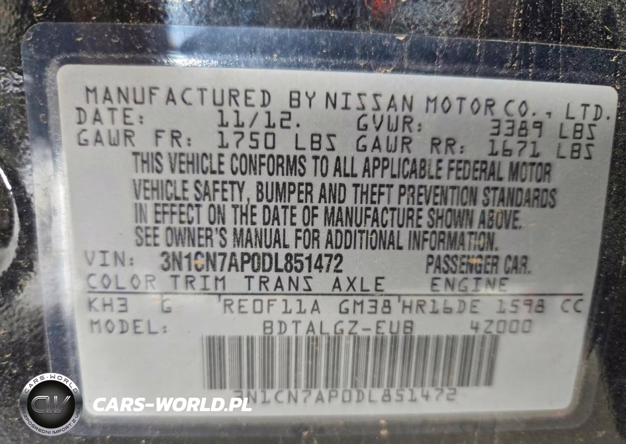 2013 Nissan Versa 1.6 S VIN:3N1CN7AP0DL851472 - 12