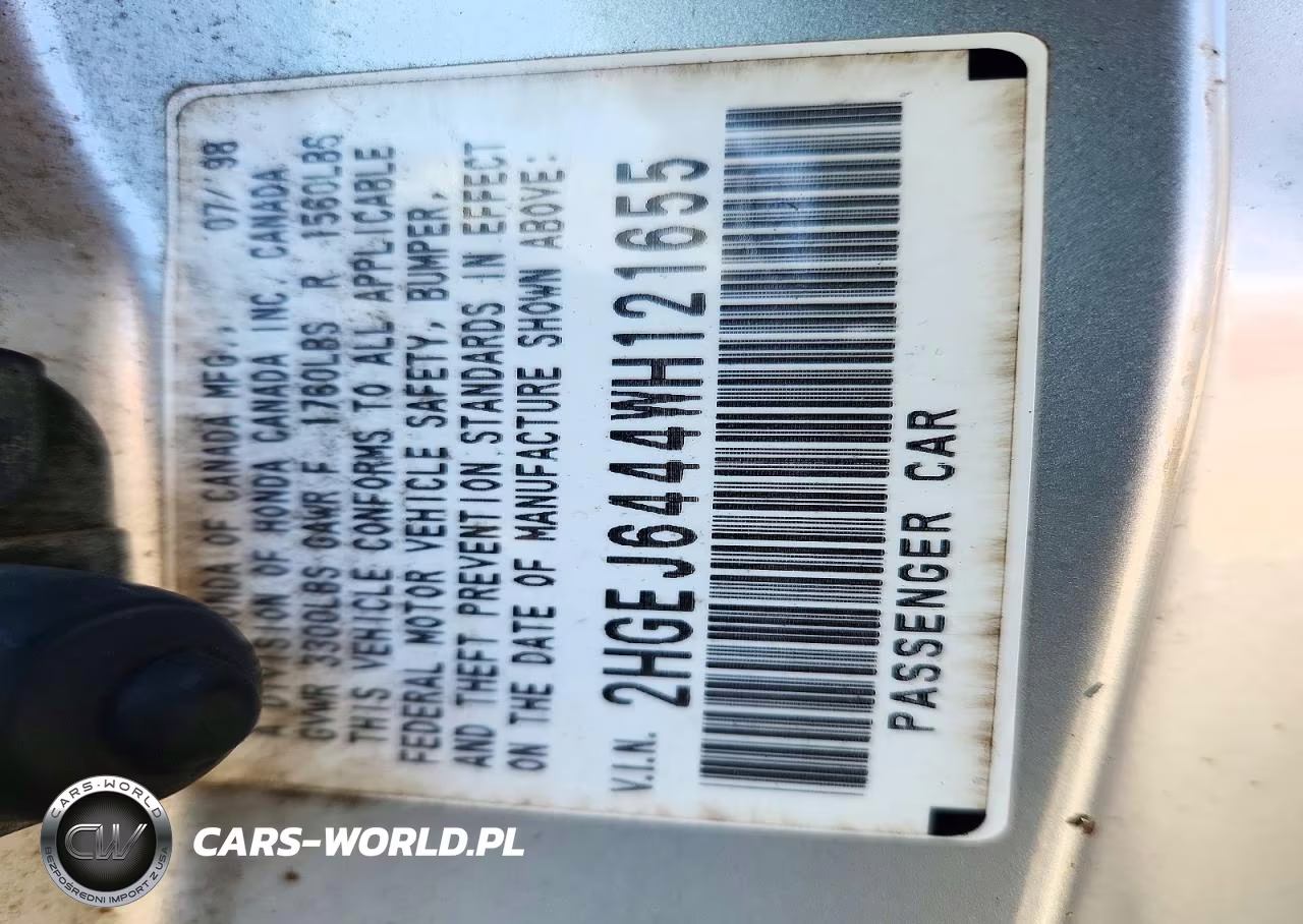 1998 Honda Civic Dx VIN:2HGEJ6444WH121655 - 13