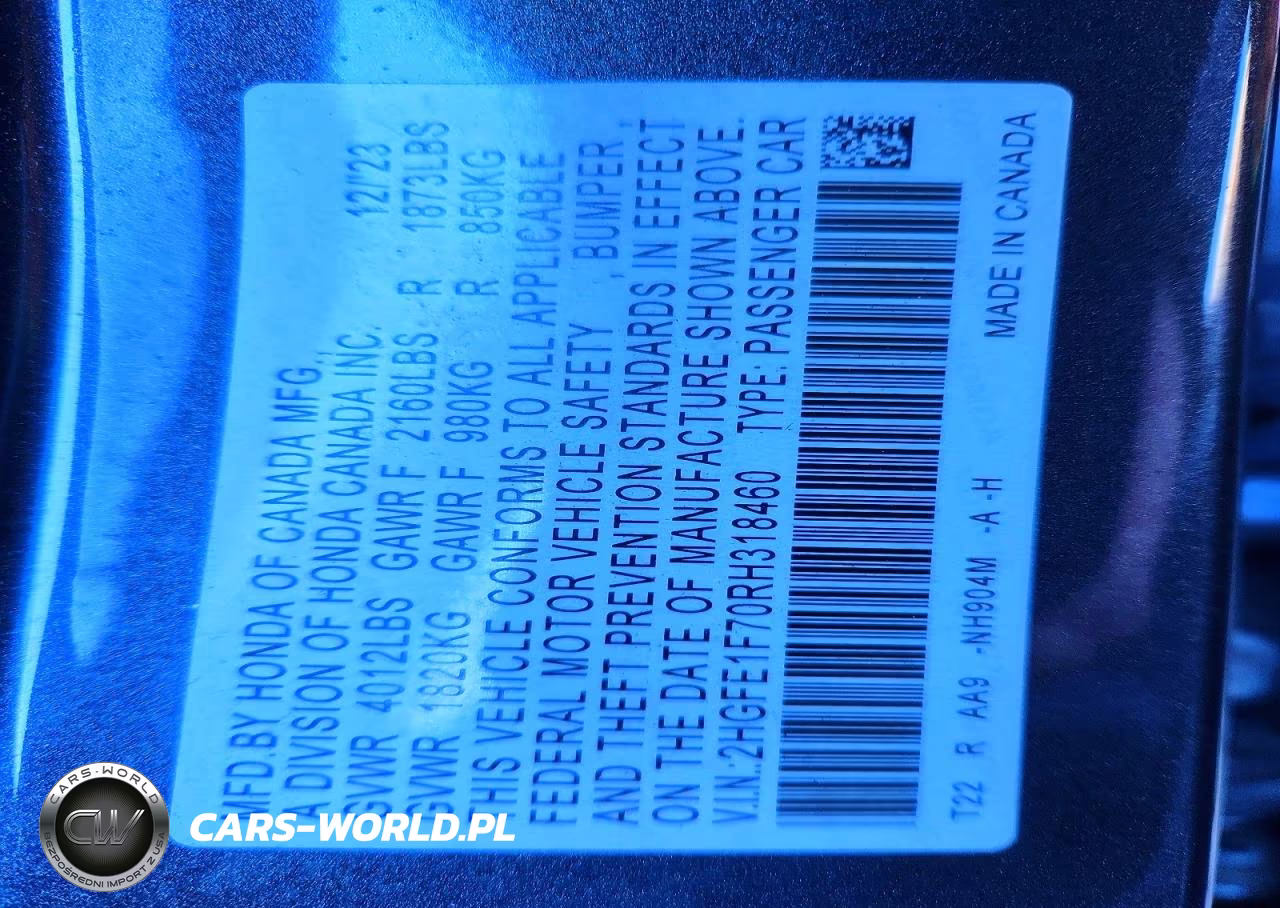 2024 Honda Civic Ex VIN:2HGFE1F70RH318460 - 12