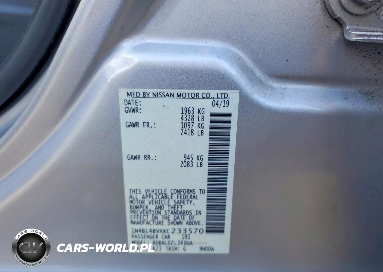 2019 Nissan Altima S VIN:1N4BL4BVXKC233570 - 13