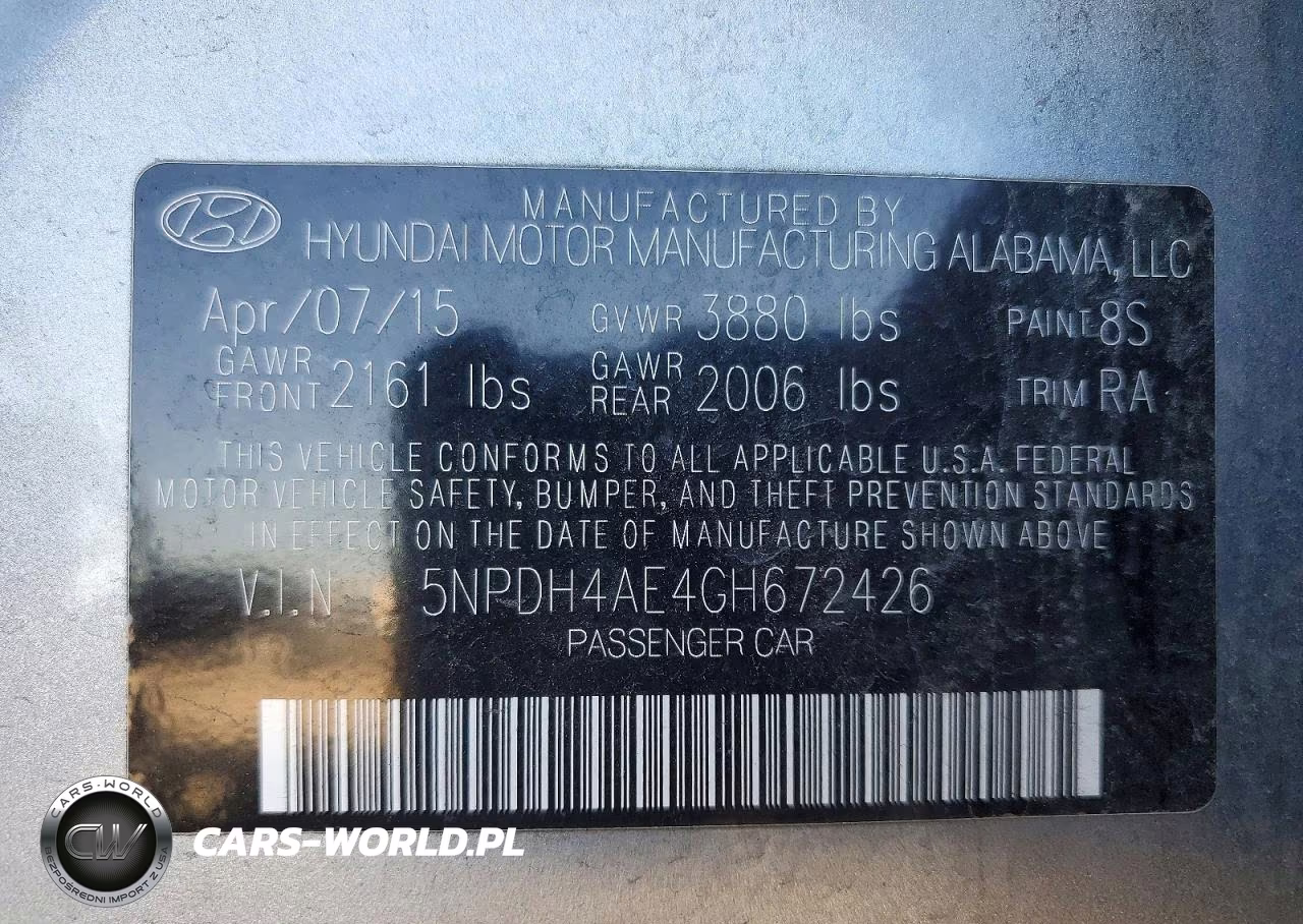 2016 Hyundai Elantra Se VIN:5NPDH4AE4GH672426 - 12