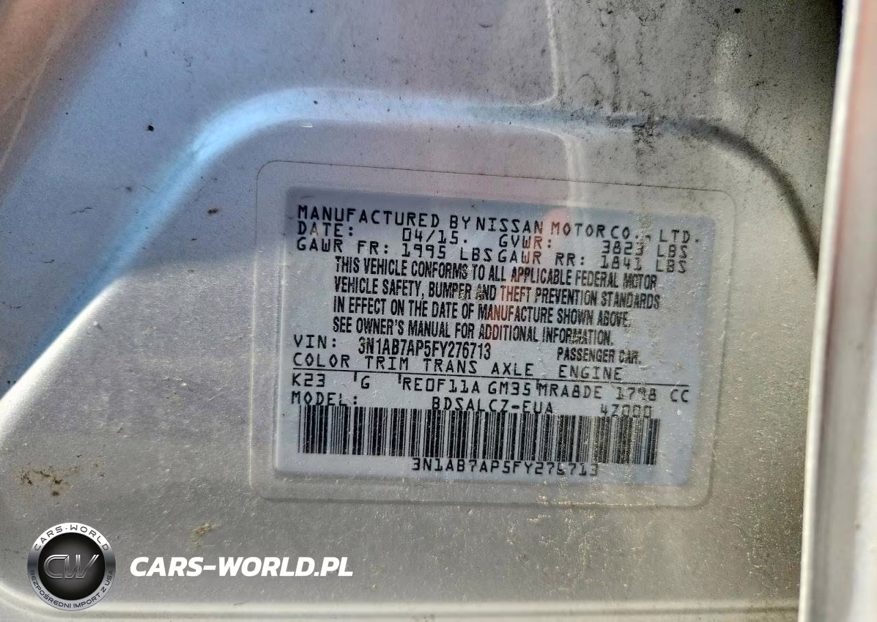2015 Nissan Sentra S VIN:3N1AB7AP5FY276713 - 12
