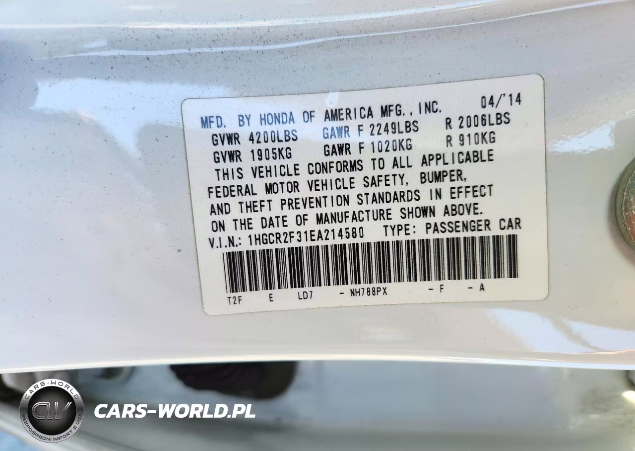 2014 Honda Accord Lx VIN:1HGCR2F31EA214580 - 13